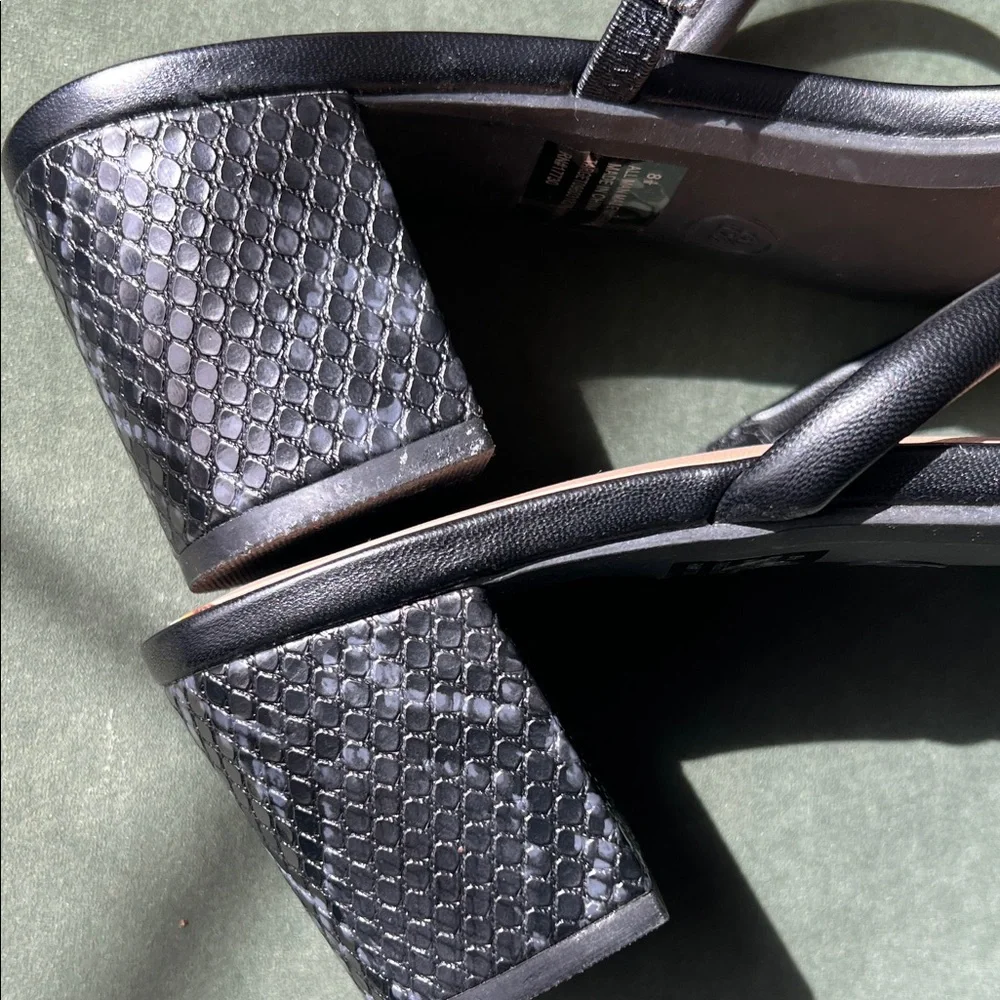 NEW DAY - Black thin strap Square-Toe Slide Sandals. Small heel 8.5